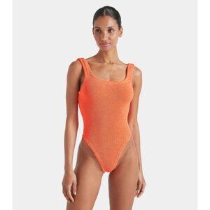 Hunza G NWT Square Neck Crinkle One Piece Swimsuit One Size